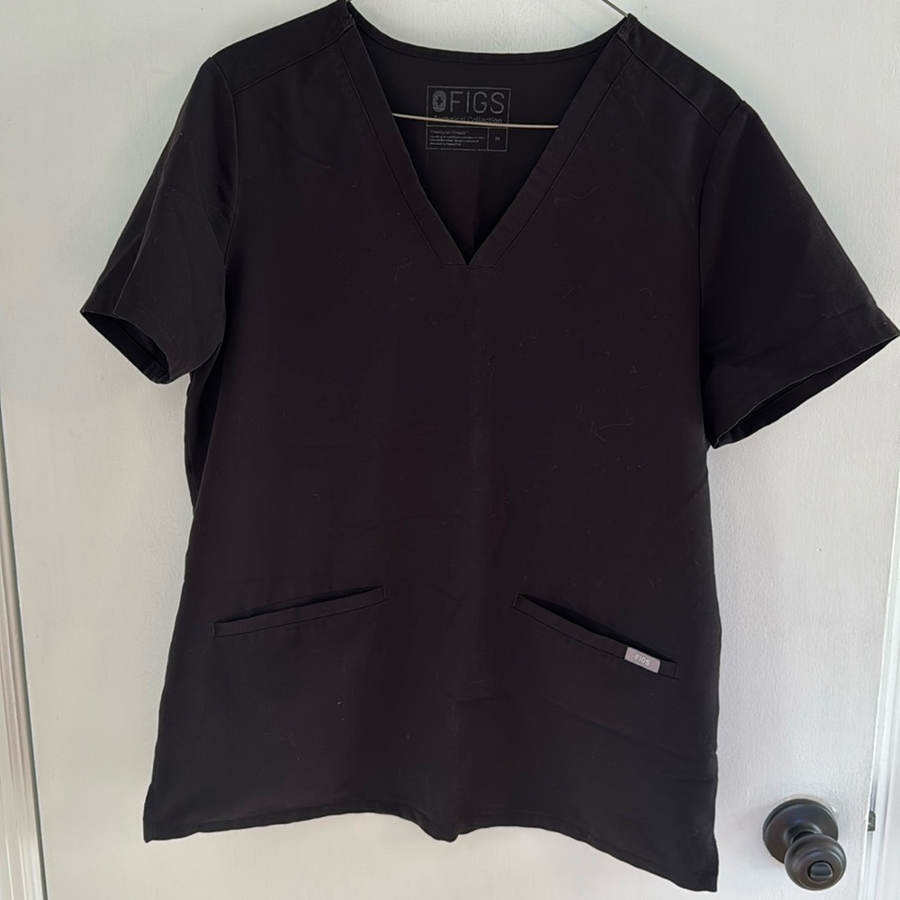 Figs black two pocket scrub top